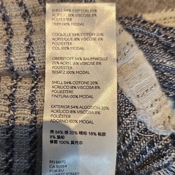 Free People Cozy Striped Mini Dress Indigo Combo Blue/Cream Balloon Sleeve Small - Picture 7 of 12